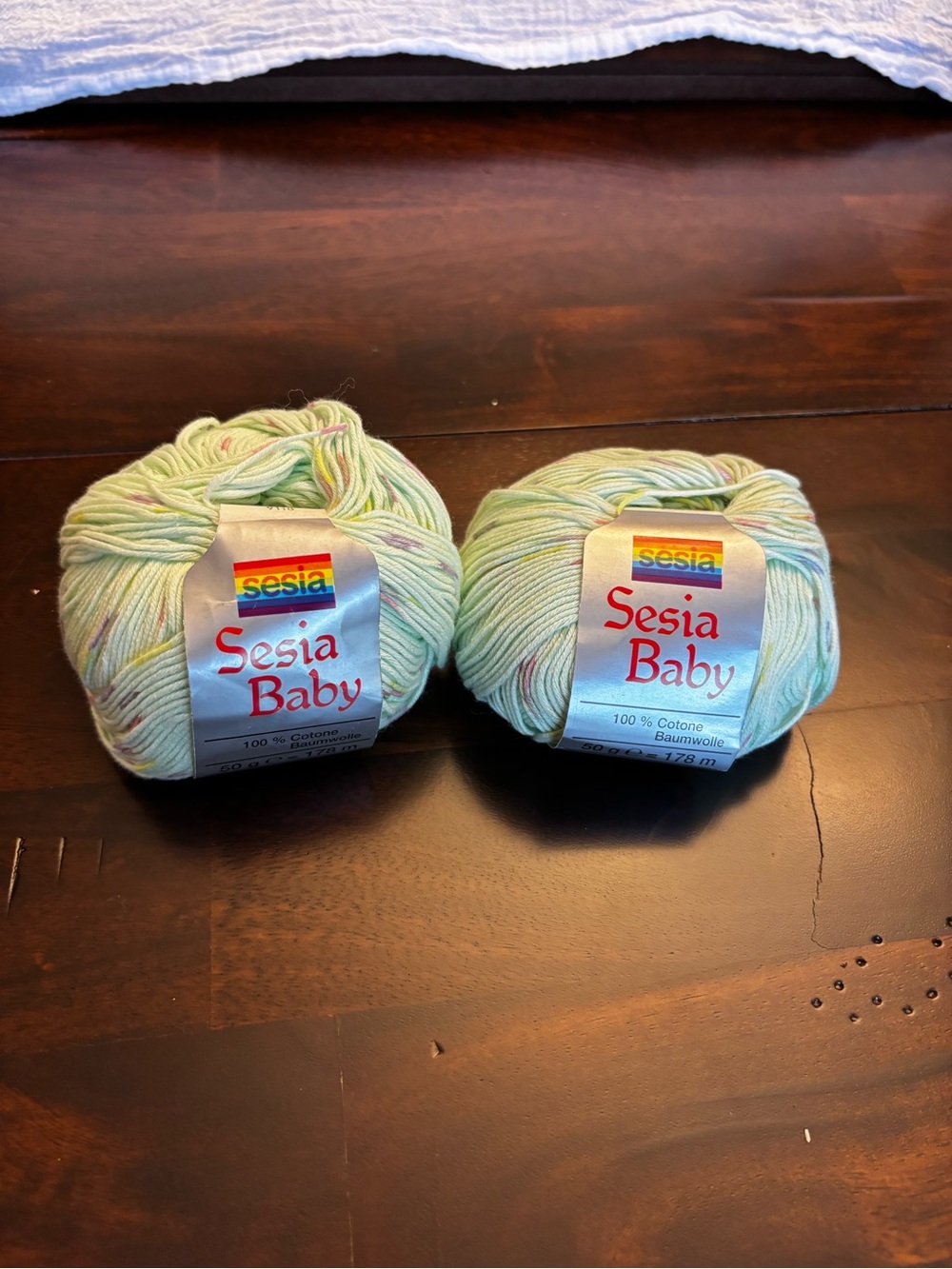 Sesia Baby Kids Yarn - Light Mint with Pastel Speckles Lot of 2